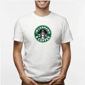 Camisa estampada en algodón para hombre tipo T-shirt Cannabies y Cofee