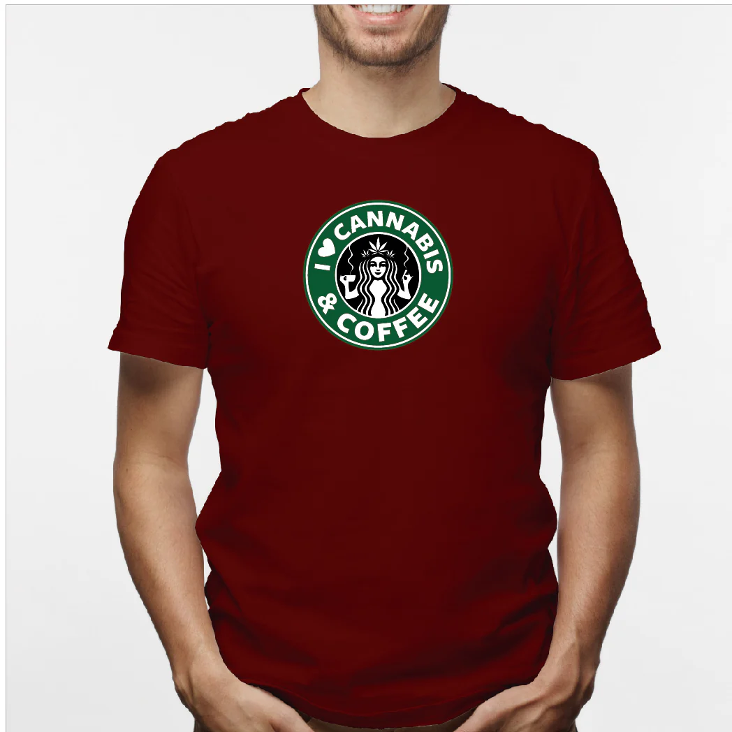 Camisa estampada en algodón para hombre tipo T-shirt Cannabies y Cofee - Imagen 4